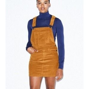 American Apparel Large Corduroy Jumper Skirt Overalls in Dark Honey